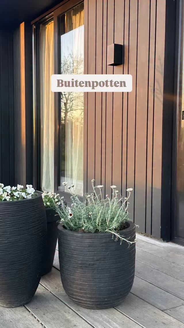 Potten: 365 dagen per jaar buiten.
Hydrokorrels, potgrond, planten naar het seizoen. Wat eruit gaat zet ik in de volle grond en kan er later weer in. 
 Zo hoef je niet steeds nieuw te kopen. Mag wel natuurlijk😜
Deze potten hebben een herkenbare oranje binnenafwerking waardoor ze je plant tegen de warmte én tegen vorst beschermen.  Hoe dunner de potten die je veel ziet als budgettips in winkels; daar verdampt in de warmte sneller het water. 

Tip; deze potten zijn van @capieurope .  Voor de hoge grote potten gebruikte ik speciekuubs en Capi heeft zelfs passende binnenpotten. Wist ik niet dus ik vertel het jullie ook even.  De potten zijn er in meer kleuren en reliëfs, staan binnen óók top en er is bizar veel keuze in: 
Tip: bakstenen tegen het omvallen bij de hoge onderin leggen. Dan de binnenpot erin hangen, hydrokorrels, potgrond, plantie erin en genieten maar💋
Hou je van dit soort tips, laat me dat weten?